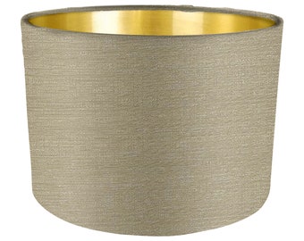 Pantalla de tela color arena, oro cepillado, pantallas de lámparas hechas a mano, pantallas de lámparas de mesa, pantallas de lámparas de techo, pantalla amarilla, pantalla de lámpara hecha a mano