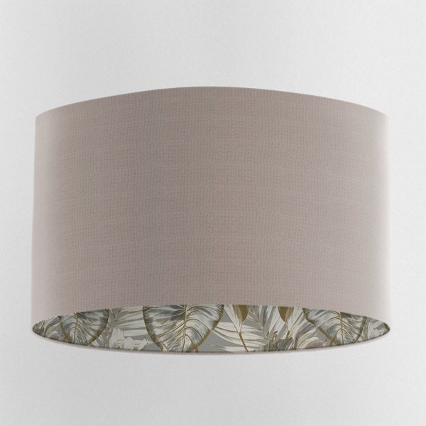 Dove Grey Velvet Lampshade with Gold & Grey Wild Lilly Lining, Handmade Lampshades, Table Lampshades, Handmade Lamp Shade