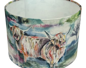 Heilan Herd Lampshade, pantallas de lámparas hechas a mano, pantallas de lámparas de mesa, pantallas de lámparas de techo, pantallas de lámparas de campo, pantallas de lámparas hechas a mano, pantallas de lámparas de vaca