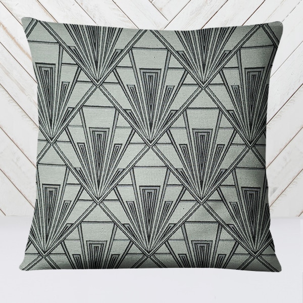Large Art Deco Grey Chenille Velvet Cushion Cover, Gatsby Style, 19 inch Square Pillow