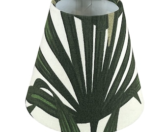 Candle Clip Lampshade with Palm Leaves Design, Handmade Lampshades, Handmade Lamp Shade, Clip On Lampshade, Leaf Lampshade
