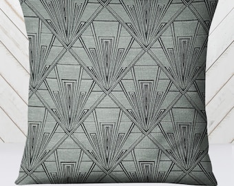 Extra Large Art Deco Grey Chenille Velvet Cushion Cover, Gatsby Style, 23 inch Square Pillow