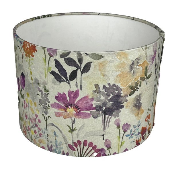 Abat-jour floral fait à la main, lampe design en tissu, lampe à tambour, abat-jour en tissu multicolore, tissu floral design