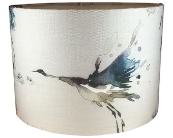 Voyage Bird Lampshade, Handmade Lampshades, Table Lampshades, Ceiling Lamp shades, Grey Lampshade, Nursery Lampshade, Handmade Lamp Shade