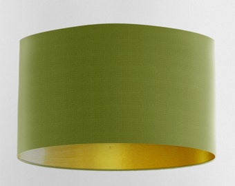 Olive Green Velvet Lampshade with Brushed Gold Lining, Handmade Lampshades, Table Lampshades, Handmade Lamp Shade