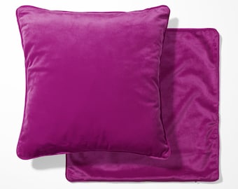 Cojín grande de terciopelo color ciruela de doble cara con ribete opcional, funda de almohada, cojín morado, cojín de terciopelo, cuadrado de 19 pulgadas