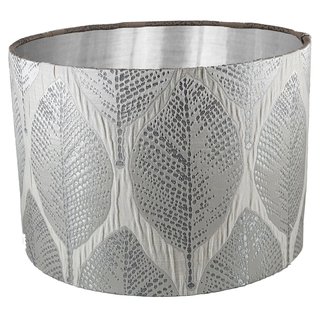 Silver Grey Handmade Lampshade, Brushed Silver Inner, Handmade