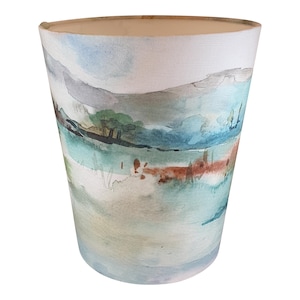 Waste Paper Bin finished with Voyage Maison Russet Shores Fabric, Country Waste Paper Bin