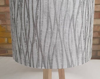 Silver Grey Linear Lampshade, Handmade Lampshade, Table Lampshade, Ceiling Pendant, Country Lampshade, Handmade Lamp Shade