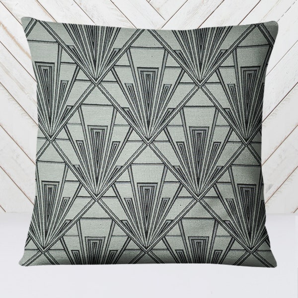 Art Deco Cushion, Pillow Cover, Grey Cushion, Gatsby Cushion, Velvet Cushion,  Single or Double Sided Cushion, Gatsby Grey, 17 inch square