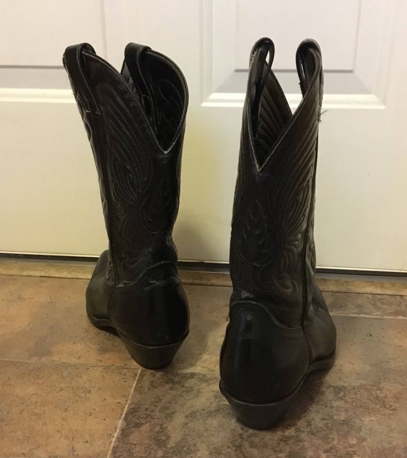 Vintage Black Leather Cowboy BootsLaredowestern bootsgift