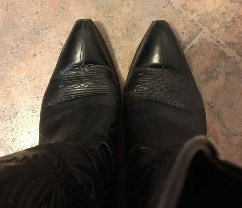 Vintage Black Leather Cowboy BootsLaredowestern bootsgift
