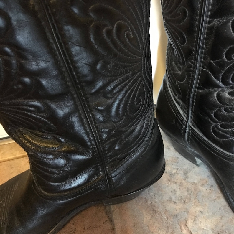Vintage Black Leather Cowboy BootsLaredowestern bootsgift