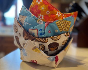 Handmade Bowl Cozy: Reversible 100% Cotton Microwave Safe