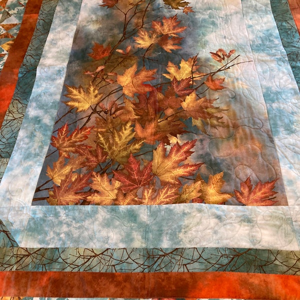 Autumn Nights Fall Leaves Panel Quilt