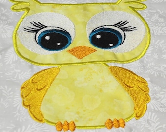 Sweet Owl Appliqué Embroidery Design for 4"x4", 5"x7", and 6"x10" Hoop