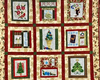 Christmas Splenor Machine Embroidered Wall Hanging