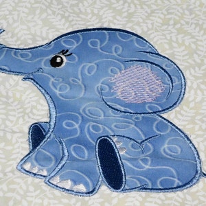 Baby Elephant Appliqué and Filled Embroidery Design for 4&quot;x4&quot;, 5&quot;x7&quot;, and 6&quot;x10&quot; Hoop
