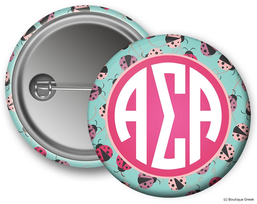 ASA Alpha Sigma Alpha Monogram Ladybug Sorority Greek Button Etsy