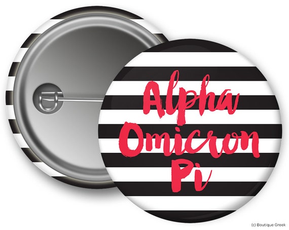 AOII Alpha Omicron Pi Stripe Sorority Greek Button