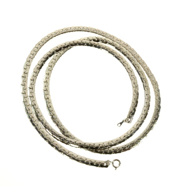 Chain Necklace Heavy Wide Flat Silver Tone 36-Inch Rope Length