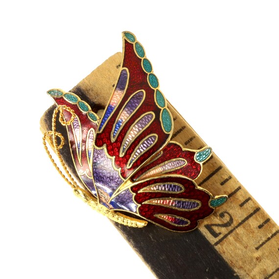 Butterfly Brooch Cloisonne Style Enamel Dimension… - image 10