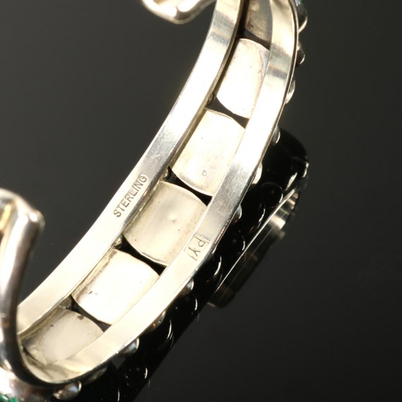 Native American Bracelet Malachite Gemstones Ster… - image 9