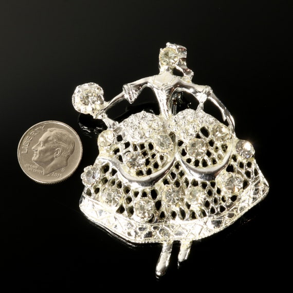 Lady Brooch Pin Bride in Crinoline Dress Silver T… - image 5