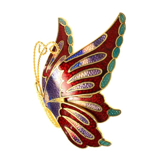 Butterfly Brooch Cloisonne Style Enamel Dimension… - image 1