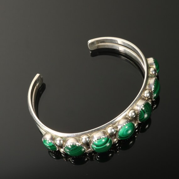 Native American Bracelet Malachite Gemstones Ster… - image 6