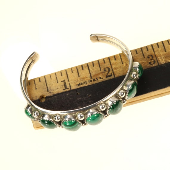 Native American Bracelet Malachite Gemstones Ster… - image 10