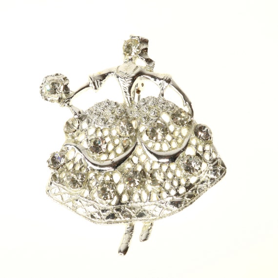 Lady Brooch Pin Bride in Crinoline Dress Silver T… - image 2