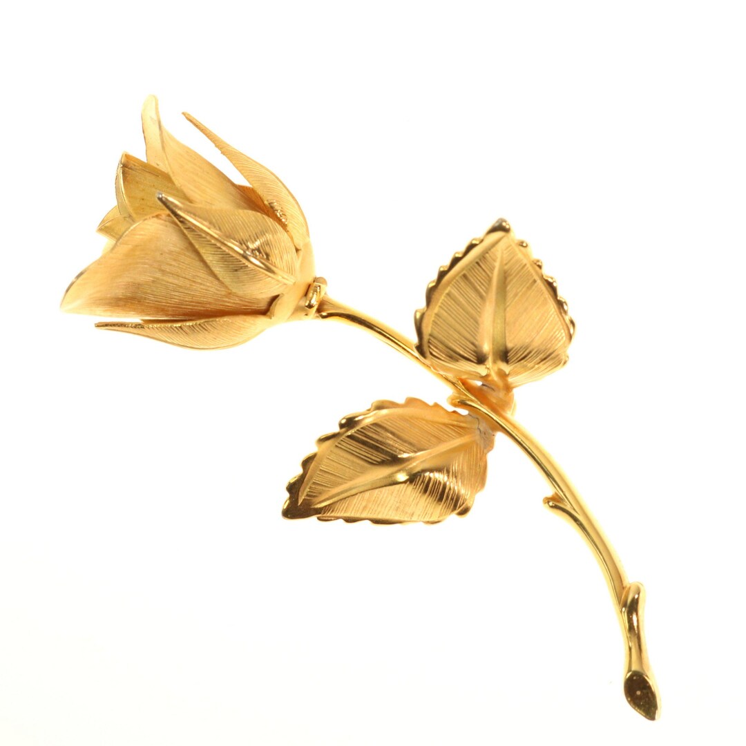 Single Rose Pin Giovanni Rose Brooch Single Rosebud Flower Pin ‘the Rose of Love ...
