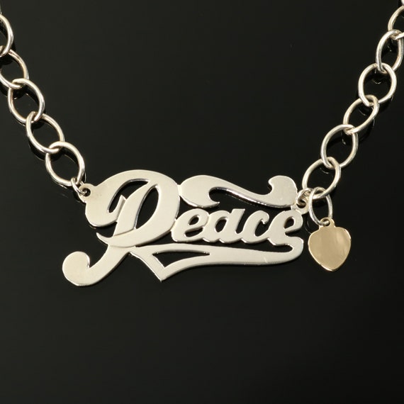 Peace Word Necklace Sterling Silver P-E-A-C-E Let… - image 1