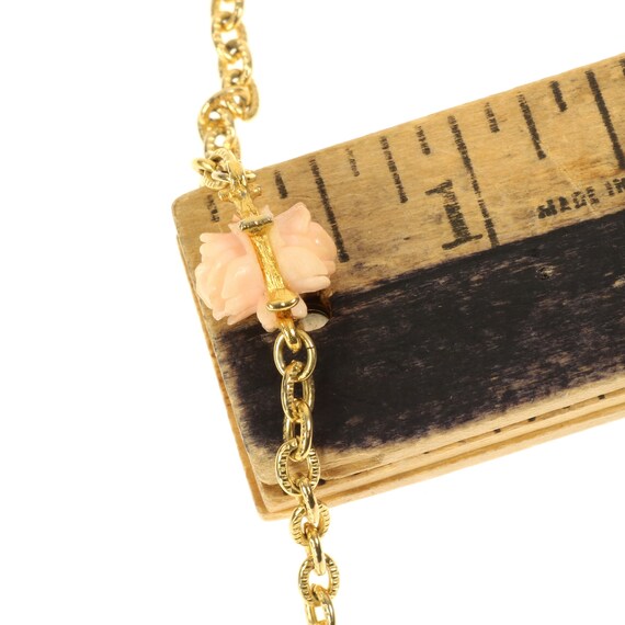 Long Necklace Pink Rose Stations Gold Tone 54-Inc… - image 9