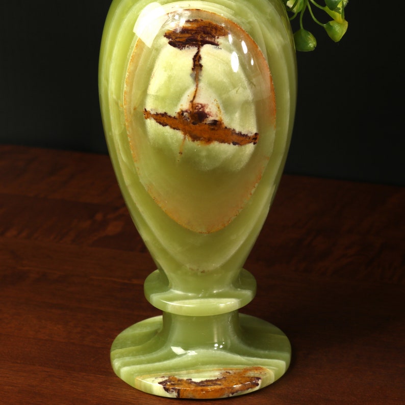 Green Onyx Vase Brown Banded Polished Stone Earthy Home Décor Etsy