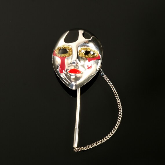 Pierrot Stick Pin Mime Harlequin Clown Face Mask … - image 3