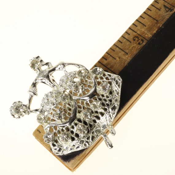 Lady Brooch Pin Bride in Crinoline Dress Silver T… - image 8
