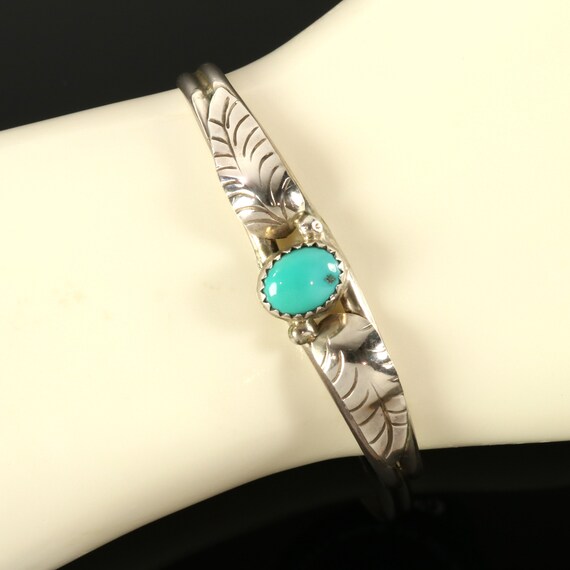 Southwestern Turquoise Bracelet Silver Cuff Blue … - image 3