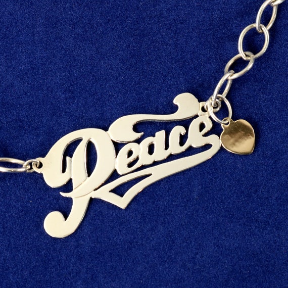 Peace Word Necklace Sterling Silver P-E-A-C-E Let… - image 2