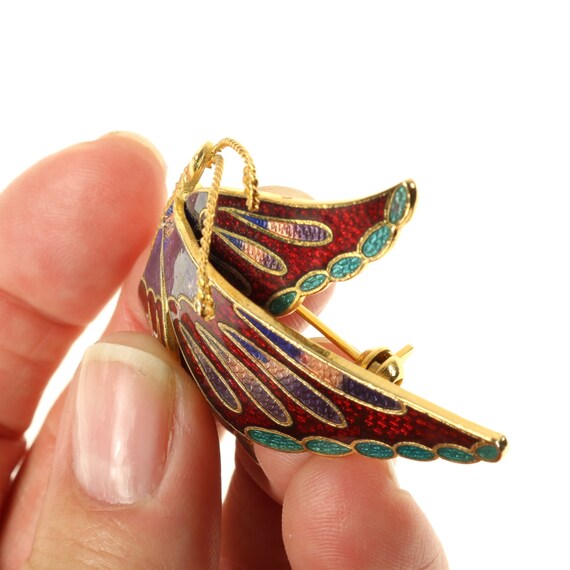 Butterfly Brooch Cloisonne Style Enamel Dimension… - image 6