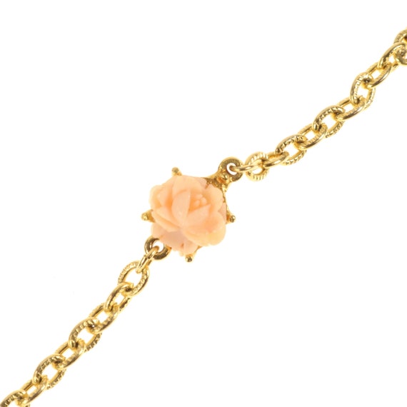 Long Necklace Pink Rose Stations Gold Tone 54-Inc… - image 3