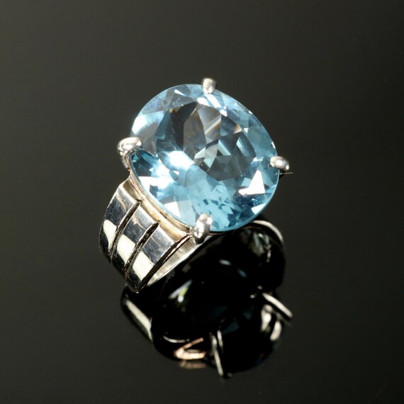 SETA Statement Ring Sterling Silver Oval Imitatio… - image 9