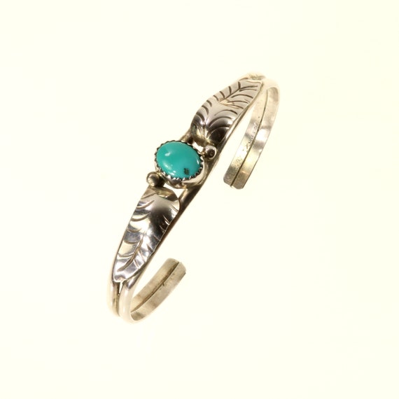 Southwestern Turquoise Bracelet Silver Cuff Blue … - image 1
