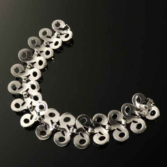 Crown Trifari Bracelet Wide Silver Tone Curlicue … - image 7