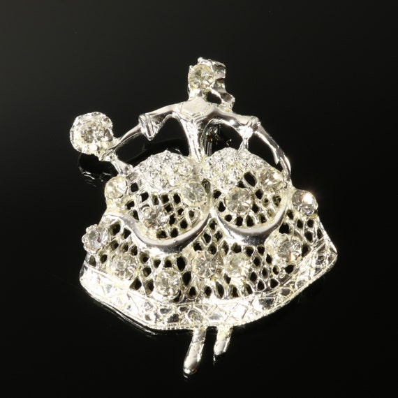 Lady Brooch Pin Bride in Crinoline Dress Silver T… - image 10