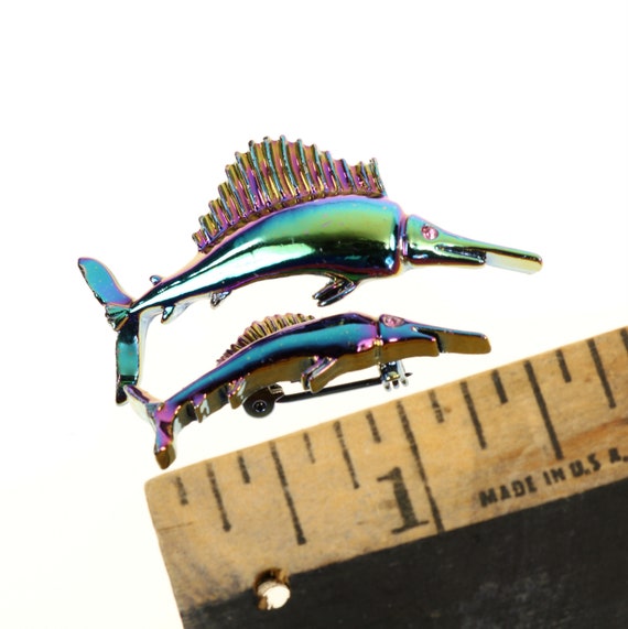 Sailfish Scatter Pins Blue Iridescent Enamel Oil … - image 7