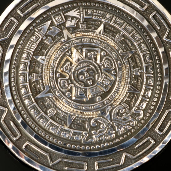 Mayan Calendar Brooch Pendant Mexican Silver 925 … - image 5