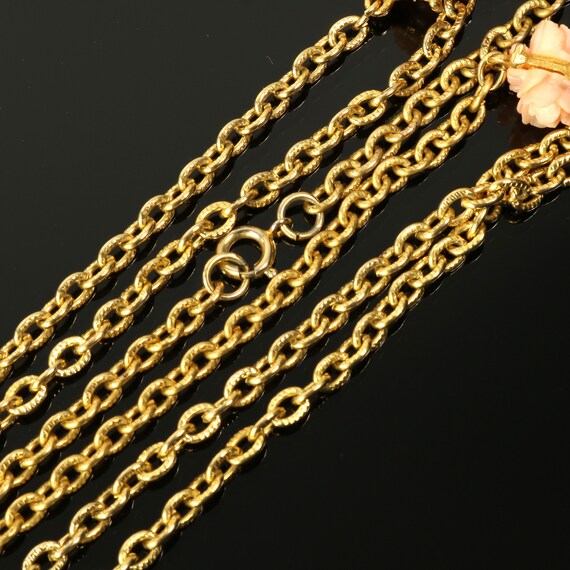 Long Necklace Pink Rose Stations Gold Tone 54-Inc… - image 7