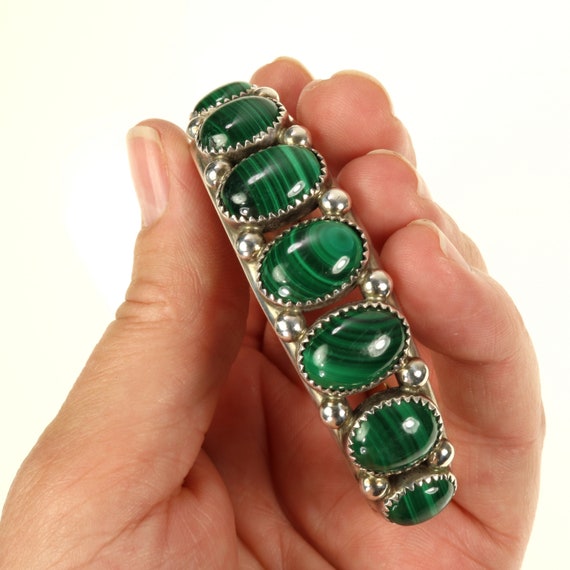 Native American Bracelet Malachite Gemstones Ster… - image 7